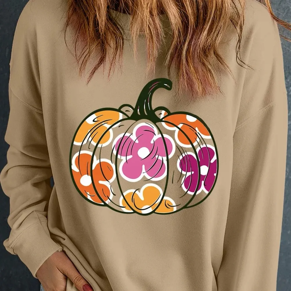Pumpkin & Flower Graphic Long Sleeve Sweatshirt - Picture 2 of 3